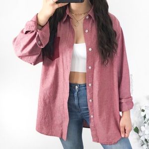 Vintage red and white button down shirt